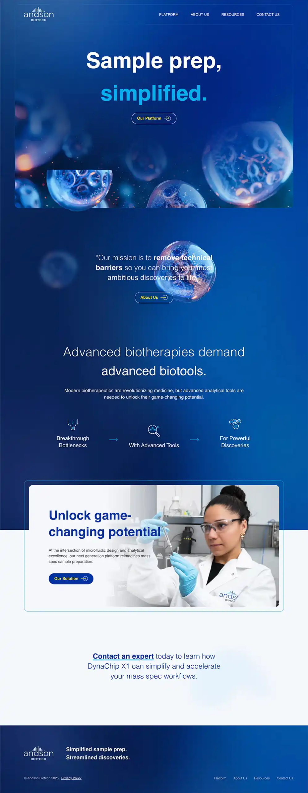 Biotech Website Design Atlanta GA Andson Bio Website Promo Full Screen