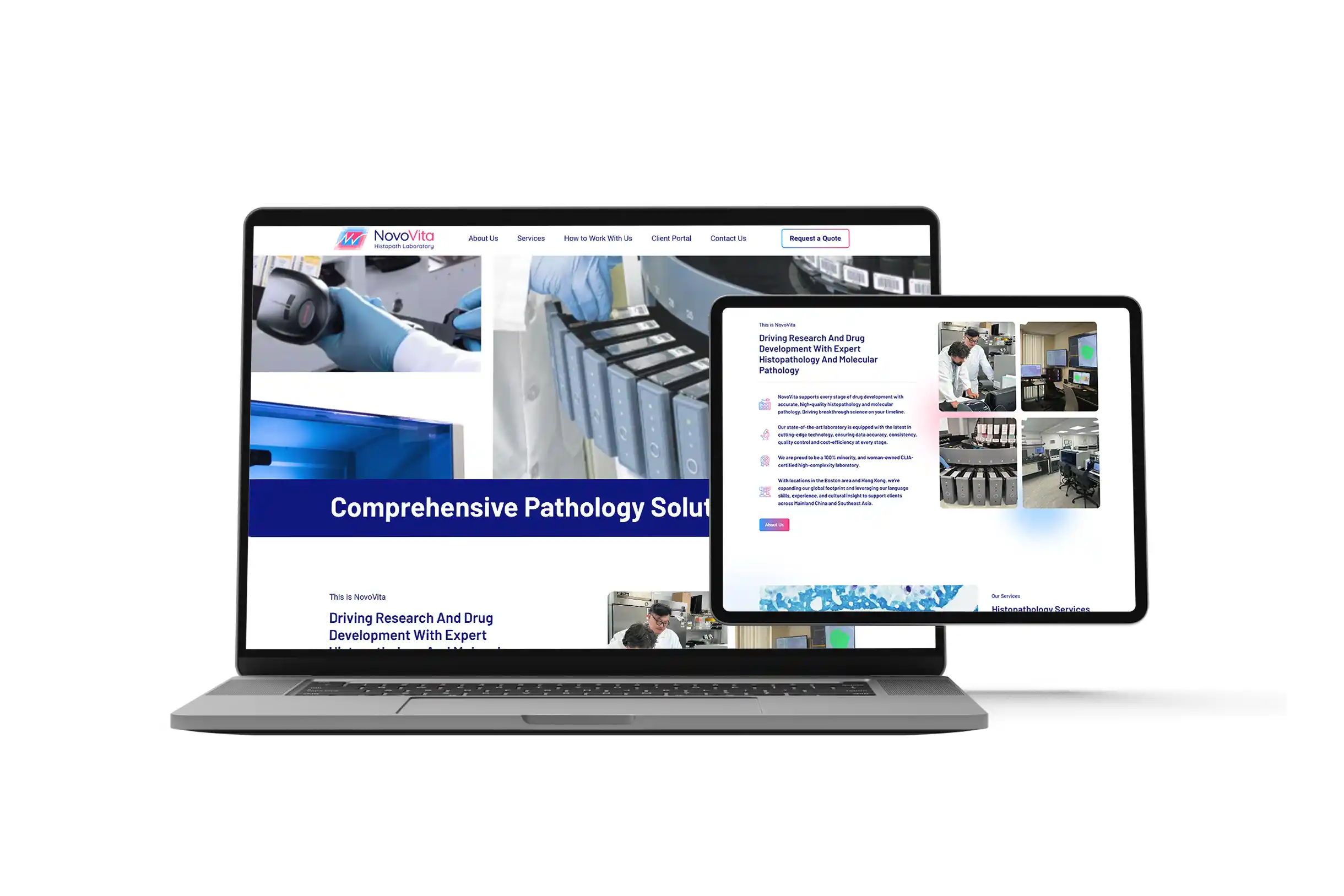 Modern Biotech Website Design example NovoVita Histopathology Lab