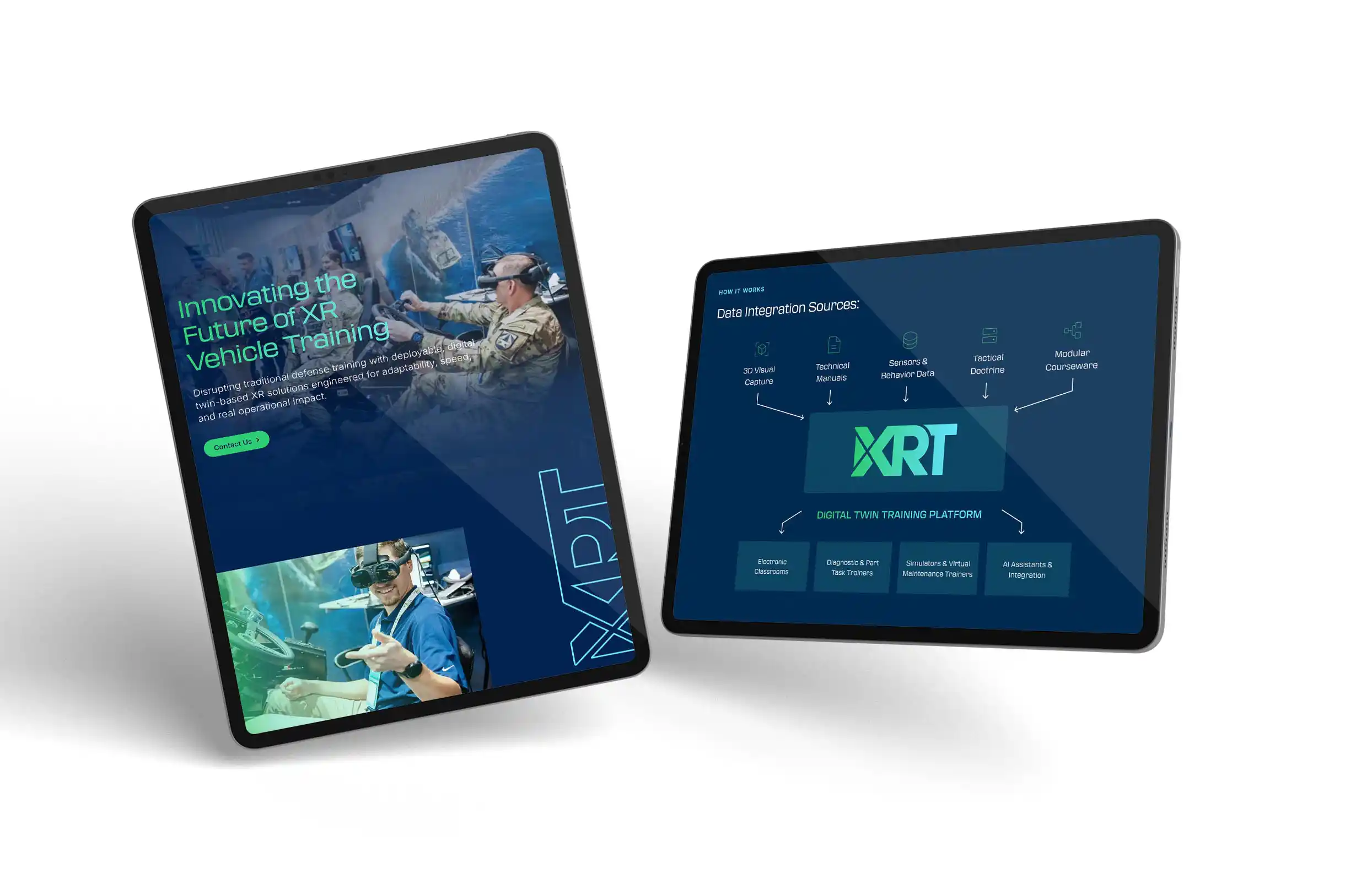 A modern defense contractor website with a modern military feel.